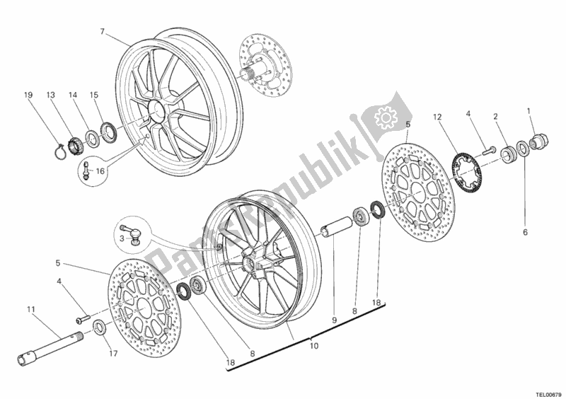 All parts for the Wheels of the Ducati Multistrada 1200 USA 2012